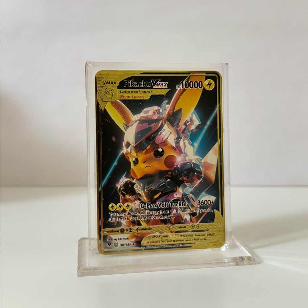 Pokemon Pikachu VMAX  METAL GOLD CARD  - Gift/Display Fan Art -